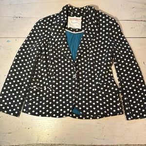 Anthropologie Cartonnier black and white polka dot blazer. Large Petite